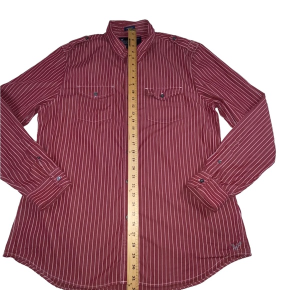 AMERICAN EAGLE Men’s XL Vintage Fit Red White Stripe Button Down Shirt - Picture 4 of 12